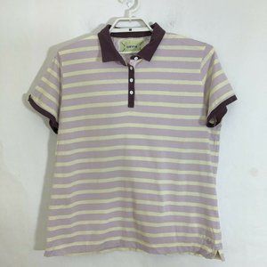 Orvis Polo shirt purple cream striped mens sz xL